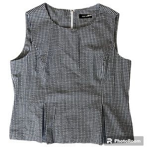 New Nine West Navy Gingham Sleeveless Blouse
